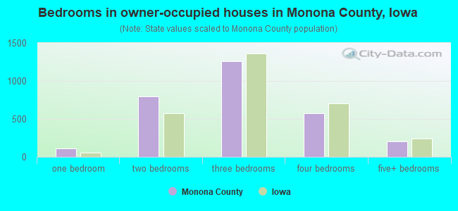 Bedrooms in owner-occupied houses in Monona County, Iowa