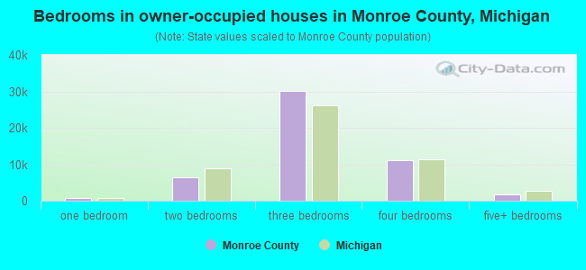 Bedrooms in owner-occupied houses in Monroe County, Michigan