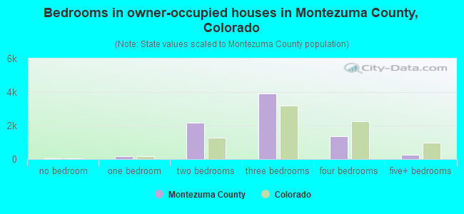 Bedrooms in owner-occupied houses in Montezuma County, Colorado