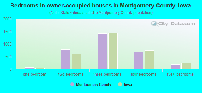 Bedrooms in owner-occupied houses in Montgomery County, Iowa