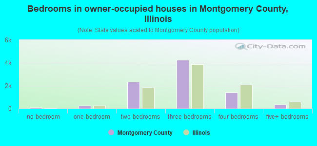 Bedrooms in owner-occupied houses in Montgomery County, Illinois