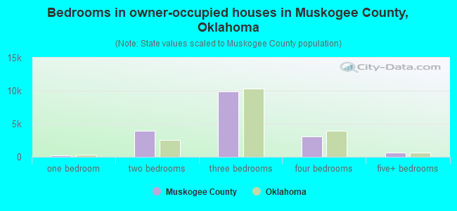 Bedrooms in owner-occupied houses in Muskogee County, Oklahoma