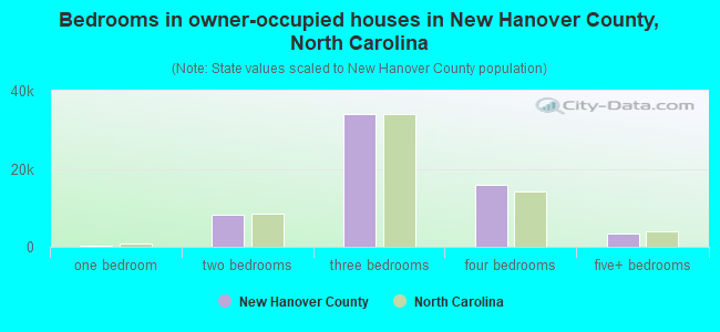 Bedrooms in owner-occupied houses in New Hanover County, North Carolina