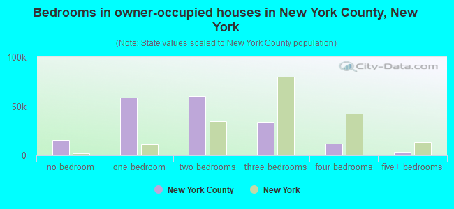 Bedrooms in owner-occupied houses in New York County, New York