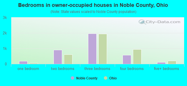 Bedrooms in owner-occupied houses in Noble County, Ohio