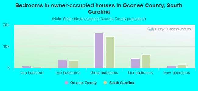 Bedrooms in owner-occupied houses in Oconee County, South Carolina