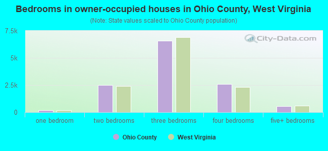 Bedrooms in owner-occupied houses in Ohio County, West Virginia