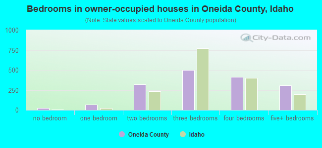 Bedrooms in owner-occupied houses in Oneida County, Idaho