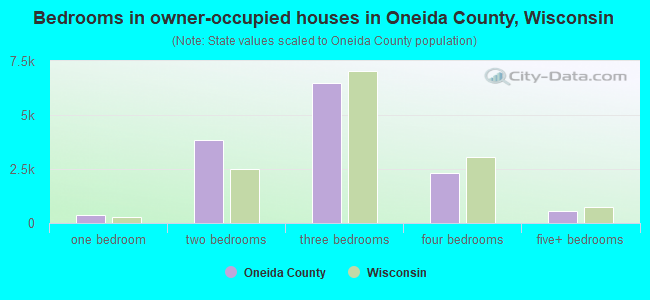 Bedrooms in owner-occupied houses in Oneida County, Wisconsin