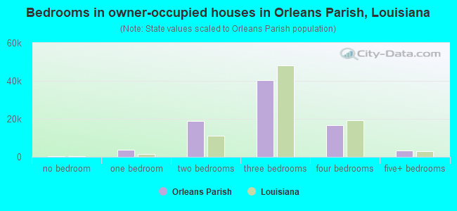 Bedrooms in owner-occupied houses in Orleans Parish, Louisiana