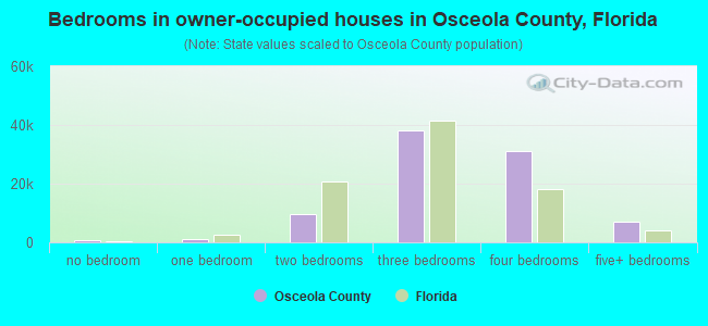 Bedrooms in owner-occupied houses in Osceola County, Florida