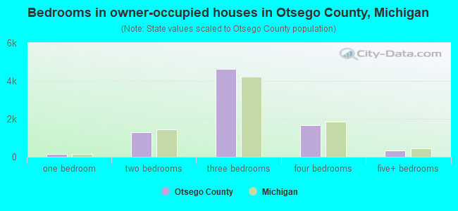 Bedrooms in owner-occupied houses in Otsego County, Michigan