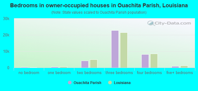 Bedrooms in owner-occupied houses in Ouachita Parish, Louisiana