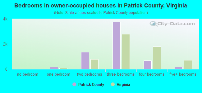 Bedrooms in owner-occupied houses in Patrick County, Virginia
