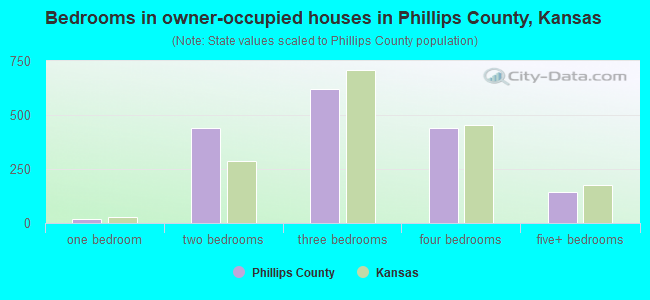 Bedrooms in owner-occupied houses in Phillips County, Kansas