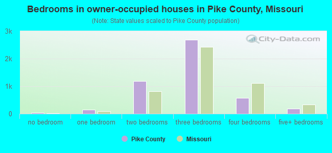 Bedrooms in owner-occupied houses in Pike County, Missouri