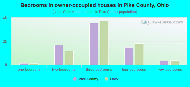 Bedrooms in owner-occupied houses in Pike County, Ohio