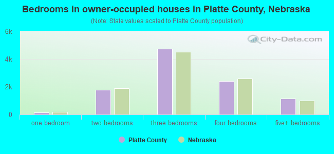 Bedrooms in owner-occupied houses in Platte County, Nebraska