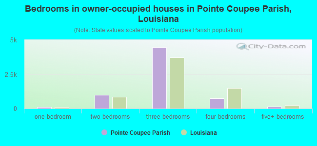 Bedrooms in owner-occupied houses in Pointe Coupee Parish, Louisiana