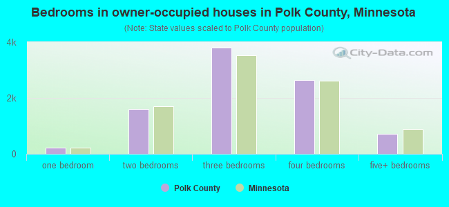 Bedrooms in owner-occupied houses in Polk County, Minnesota