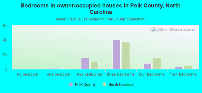 Bedrooms in owner-occupied houses in Polk County, North Carolina