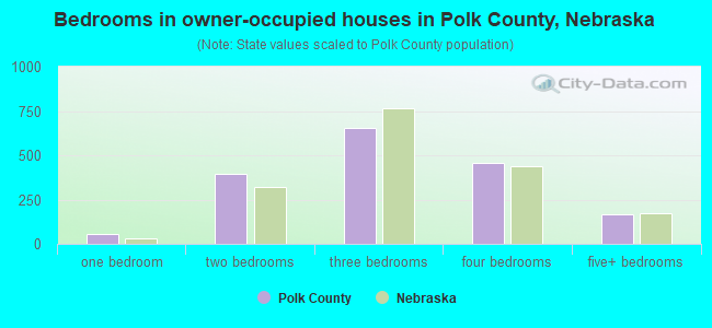 Bedrooms in owner-occupied houses in Polk County, Nebraska