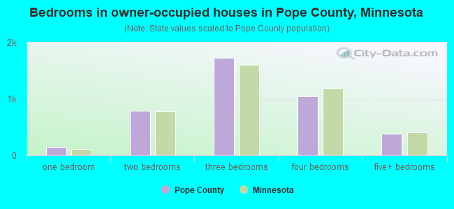 Bedrooms in owner-occupied houses in Pope County, Minnesota