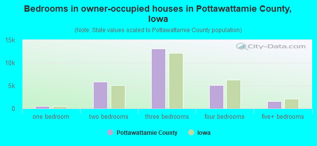 Bedrooms in owner-occupied houses in Pottawattamie County, Iowa