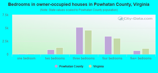 Bedrooms in owner-occupied houses in Powhatan County, Virginia