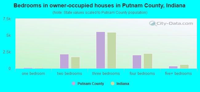 Bedrooms in owner-occupied houses in Putnam County, Indiana
