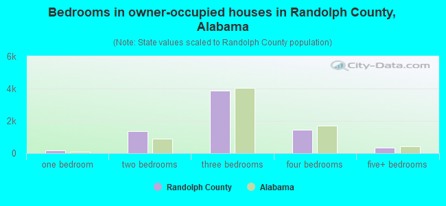 Bedrooms in owner-occupied houses in Randolph County, Alabama