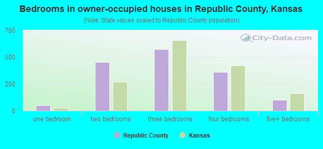 Bedrooms in owner-occupied houses in Republic County, Kansas