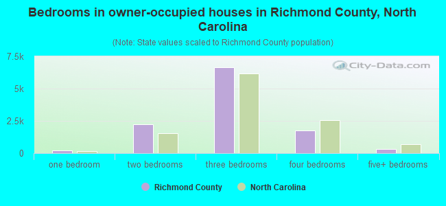 Bedrooms in owner-occupied houses in Richmond County, North Carolina