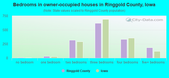 Bedrooms in owner-occupied houses in Ringgold County, Iowa