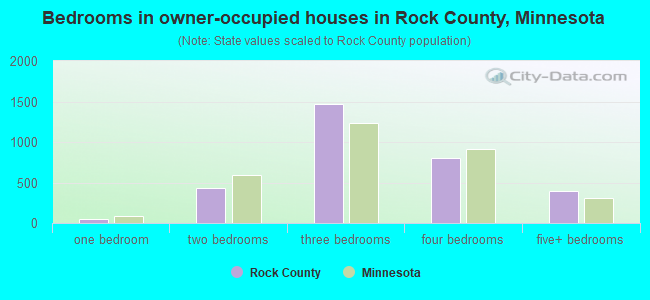 Bedrooms in owner-occupied houses in Rock County, Minnesota