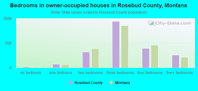 Bedrooms in owner-occupied houses in Rosebud County, Montana