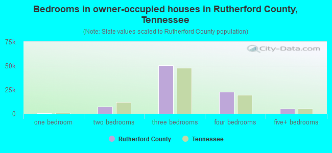 Bedrooms in owner-occupied houses in Rutherford County, Tennessee