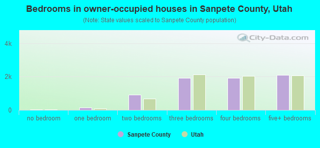 Bedrooms in owner-occupied houses in Sanpete County, Utah