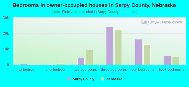 Bedrooms in owner-occupied houses in Sarpy County, Nebraska