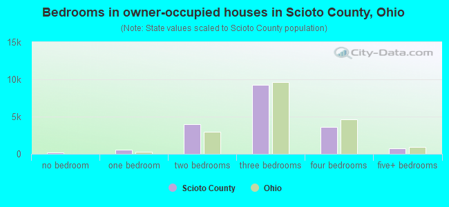 Bedrooms in owner-occupied houses in Scioto County, Ohio