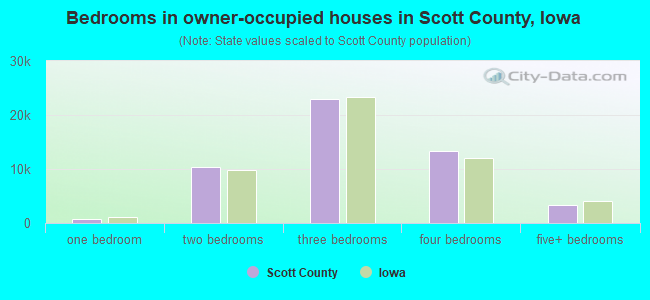 Bedrooms in owner-occupied houses in Scott County, Iowa
