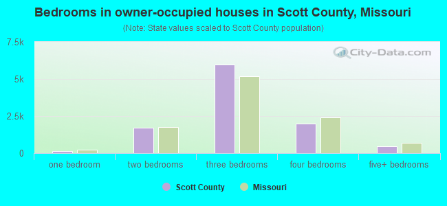 Bedrooms in owner-occupied houses in Scott County, Missouri