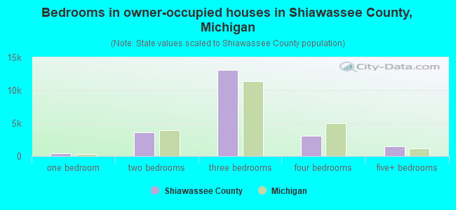 Bedrooms in owner-occupied houses in Shiawassee County, Michigan