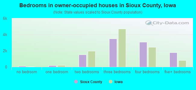 Bedrooms in owner-occupied houses in Sioux County, Iowa