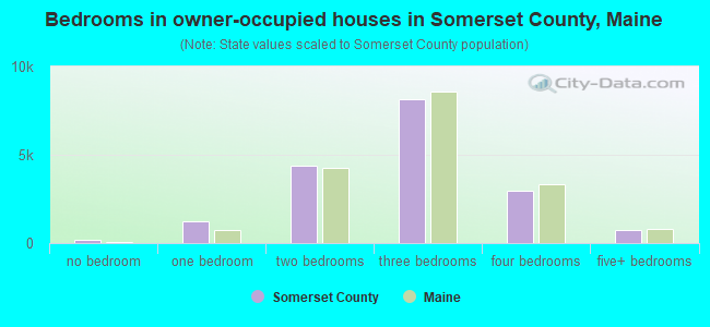 Bedrooms in owner-occupied houses in Somerset County, Maine
