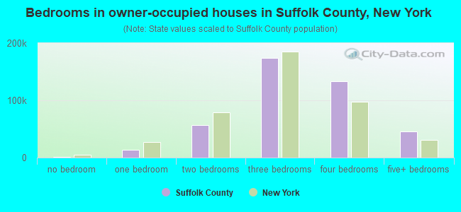 Bedrooms in owner-occupied houses in Suffolk County, New York