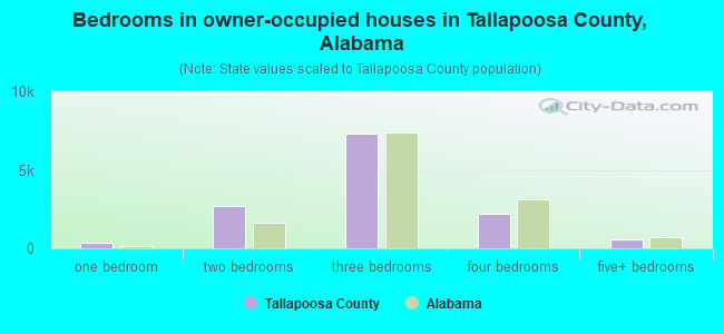 Bedrooms in owner-occupied houses in Tallapoosa County, Alabama