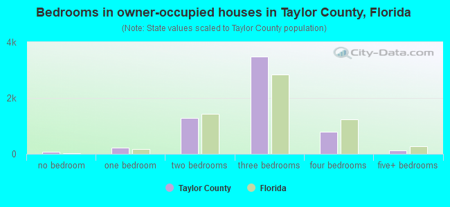 Bedrooms in owner-occupied houses in Taylor County, Florida