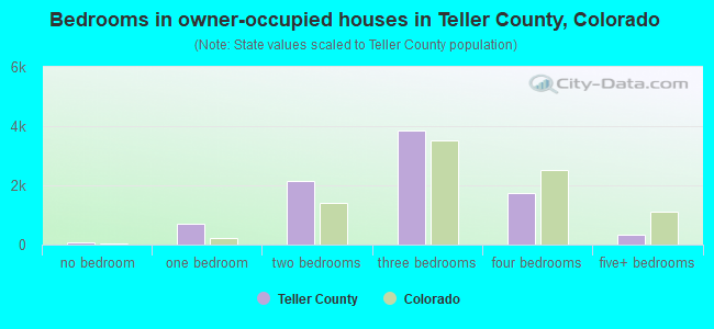 Bedrooms in owner-occupied houses in Teller County, Colorado