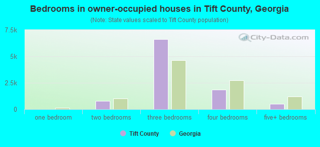 Bedrooms in owner-occupied houses in Tift County, Georgia